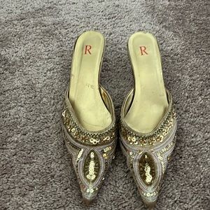 Gold Mules size 7